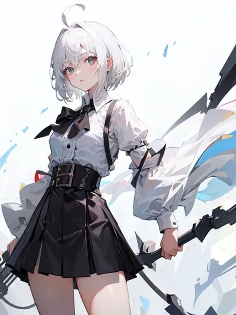 anime girl with a gun and a sword in her hand