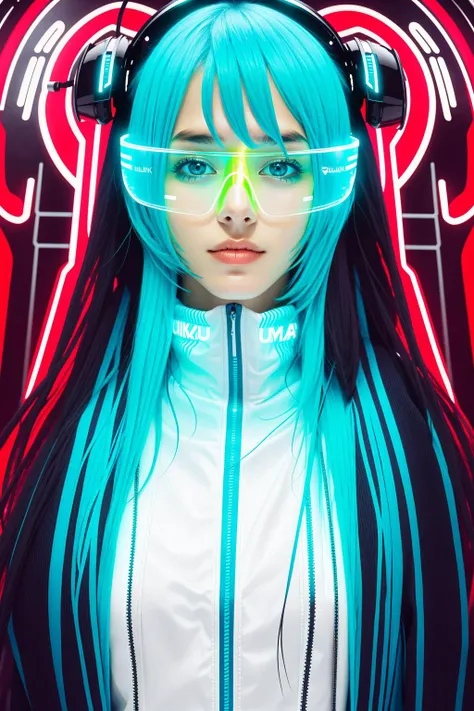 glowing ,1girl,cyber glasses, hatsune miku, upper body, shiny oild skin, cyber background, face,
 <lora:cyber_glasses:0.6>  <lora:bingril:0.3>