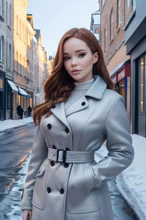 photo of S132_ChloeFoxxe, a stunning woman, on an (icy-street:1.2) wearing a (coat:1.2), (8k, RAW photo, best quality, depth of field, ultra high res:1.2), (absurdres, intricate, photorealistic, masterpiece, ultra-detailed:1.3)