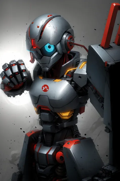 a close up of a robot with a gun in its hand