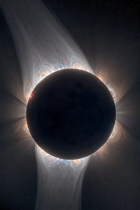 a close up of a large black object with a bright light