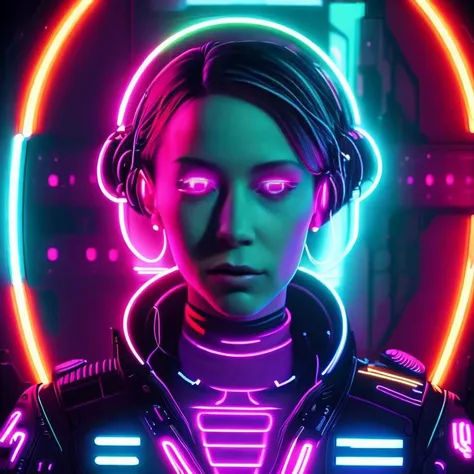 artwork of  neon   space,  cyberpunk, portrait