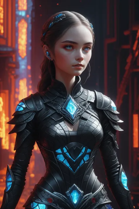 famous artwork, a  woman, wearing F43Arm0r, sci-fi,tech, futuristic, <lora:Fae_Armor:0.85>,