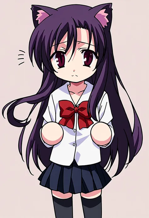 anime girl with long hair and a bow tie in a school uniform