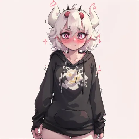 masterpiece, best quality, simple background, transparent background, pink background, 1girl, beelzebub, detailed expresssion, blush, pink hoodie, <lora:helltakerFullHaremAnd_v1:0.7>, <lora:T-hoodie-10:1>