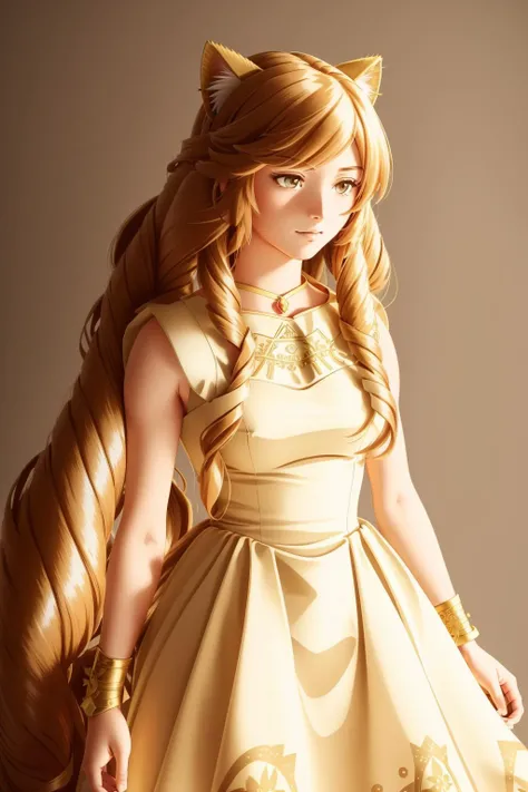 greek clothes,sleeveless dress,armlet,bracelet,sandals,,<lora:Flamme:0.8>  <lora:My LORA:0.7> Himeko, very long hair, red eyes, hair bow, twin_drills, twintails, long hair,cat ears, yellow cat ears, <lora:yutamix-extra-twinkle:0.3> masterpiece, best qualit...