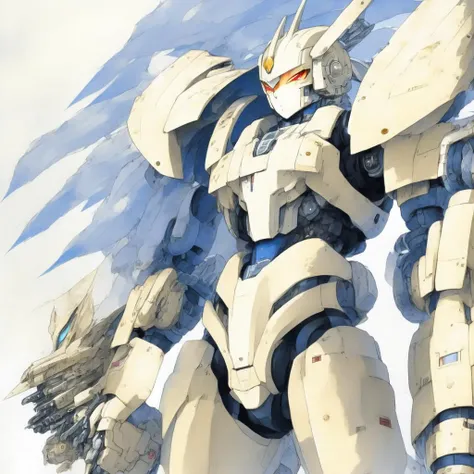 anime Artistic rendition of Mobile Suit Gundam, Mecha (GundamArt style:1) <lora:djzGundamArt:0.8)