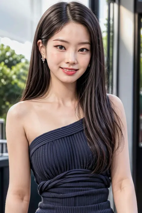 ((masterpiece,best quality)), absurdres, <lora:dahyun1:0.6>, dytwdahyun,((gorgeous evening dress:1.2)),earrings,best quality,(detailed face:1.4),(looking at viewer:1.4),shiny skin, slight smile, beautiful random scenery background, best wallpaper,(sun ligh...