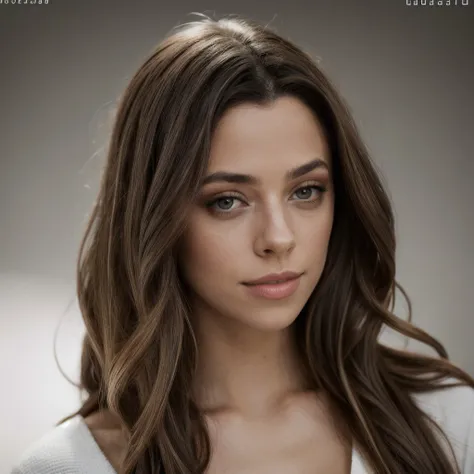 a close up of a woman with long hair and a white shirt