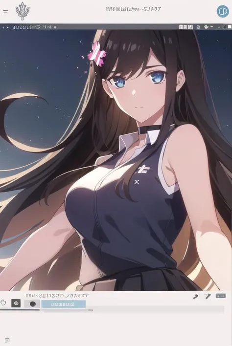 sunrong, <lora:sunrong-lora-nochekaiser:1>,
sun rong, long hair, black hair, hair ornament, ahoge, blue eyes, hair flower,
BREAK skirt, shirt, white shirt, sleeveless, choker, black choker, white skirt,
BREAK looking at viewer,
BREAK outdoors,
BREAK <lyco:...