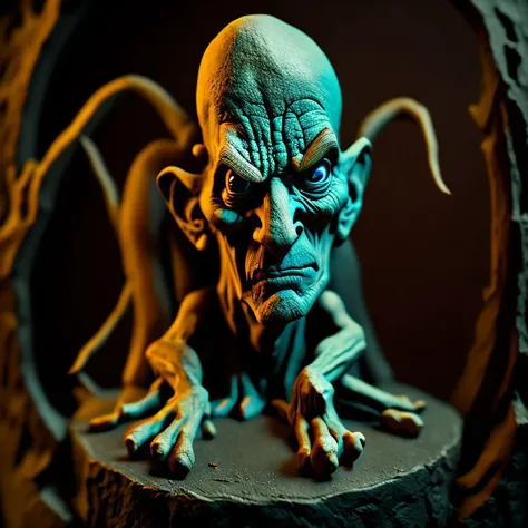 claymation sculpture, highly detailed photograph of, Eldritch Abomination healer , highly detailed diorama, realistic materials, felt lips, sharp focus, 85mm lens, f1.8 aperture, laika studios, cinematic lighting, 4k, symmetrical eyes, intricately detailed...