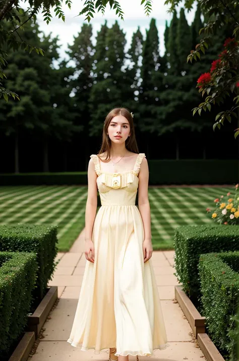 tv_Generic_25yo_Russian_v2 , , serene expression, wearing an elegant colorful summerdress, walking through an ornate rose garden, noon, summer, colorful butterflies, cowboy shot,,  photographed on a Canon EOS R5, 50mm lens, F/2.8, HDR, 8k resolution, highr...