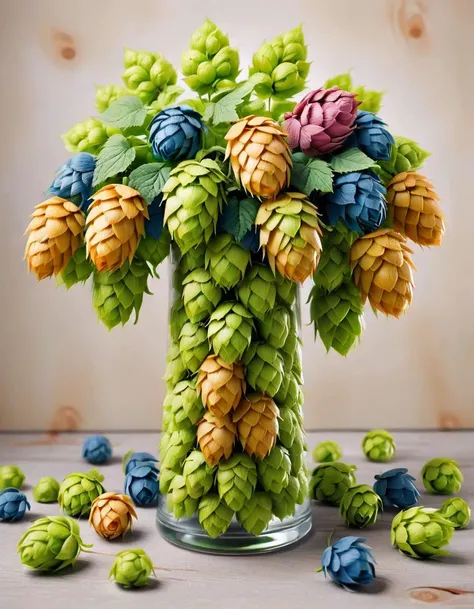 flowers in a vase, multicolor <lora:ral-hops:1> ral-hops