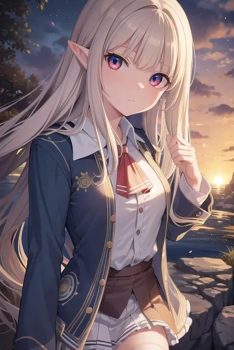 cheong, <lora:cheong manhwa-lora-nochekaiser:1>,
cheong, long hair, bangs, (red eyes:1.2), white hair, pointy ears, curly hair,
BREAK skirt, shirt, thighhighs, jacket, zettai ryouiki, ascot, white skirt, collar, long sleeves, blue shirt,
BREAK outdoors, na...