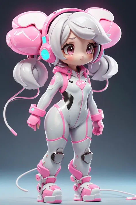 masterpiece, best quality, 8k, cinematic light, ultra high res, chibi, full body, <lora:chibi-v1:1>,cinematic light, ultra high res, chibi, 1girl, alice , (nikke), pink bodysuit, animal ear headphones, shiny clothes, twintails, latex bodysuit,