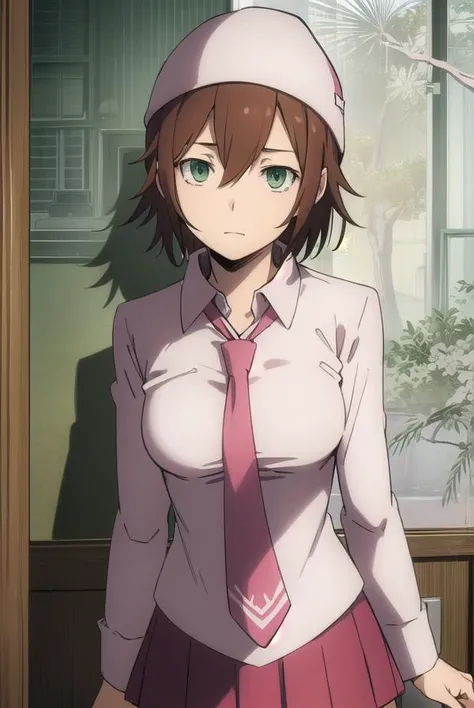 mikaharima, <lora:mika harima s1-lora-nochekaiser:1>,
mika harima, short hair, brown hair, (green eyes:1.3),
BREAK skirt, shirt, hat, beanie, school uniform, pleated skirt, necktie, white shirt, collared shirt, long sleeves, red skirt, pink necktie,
BREAK ...