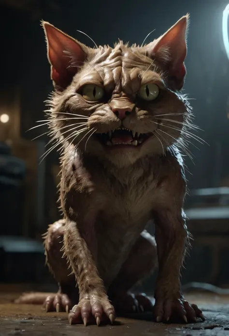 The Ugliest cat on earth, hyper realistic, 4k resolution, 8k resolution, trending on artstation, digital art, detailed, realistic high quality, cinematic lighting, dramatic lightning, ray tracing, highly detailed, concept art, trending on Art <lora:Details...