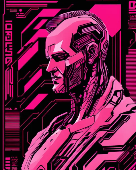 cyberpunk graphics, (( a statue of a man with a pink background ))<lora:cybergraphic_sdxl:1.0>