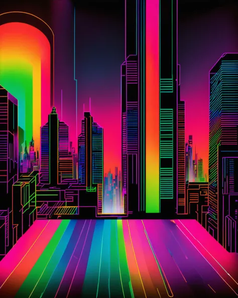 (( a neon city with a rainbow colored background ))<lora:cybergraphic_sdxl:1.0>