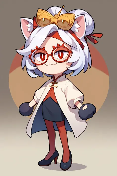 a cartoon cat girl with glasses and a cat headband