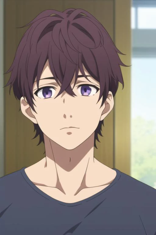 masterpiece, best quality, high quality, 1boy, solo, male focus, looking at viewer, upper body, <lora:yuu_setoguchi:0.56>, yuu_setoguchi, purple eyes, brown hair, realistic, sportswear