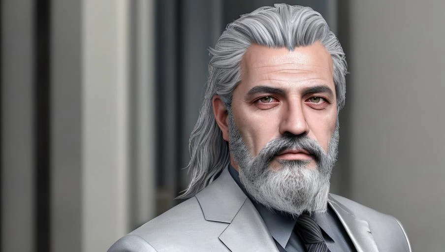 a portrait of  middle aged italian man, grey hair, beard, mediterranean traits, elegant, beautiful. ultra detailed, 8k, hdr, oct...