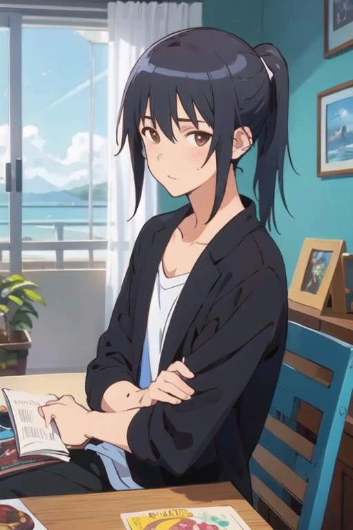 masterpiece, best quality, illustration, 1boy, solo, male focus, looking at viewer, , , <lora:masahiro_adachi:0.70>, masahiro_adachi, black hair, brown eyes, ponytail, , , , HDR