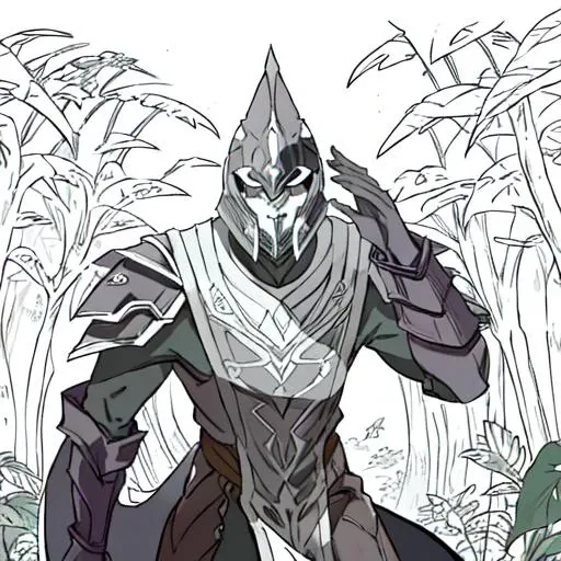 <lora:LineartStyle:0.9>  <lora:NortromSilencer:0.9> NortromSIlencer man in a lush forest full of trees, detailed lineart, Monochrome, armored robes, pointed helmet, clean line art, black and white ink