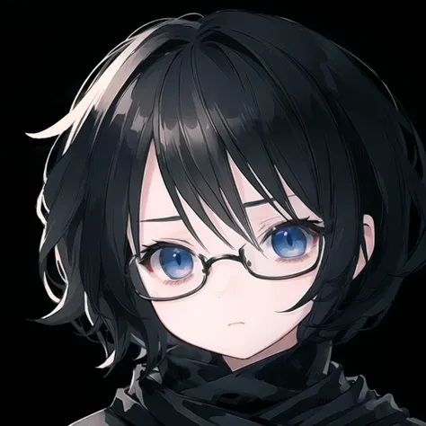 anime girl with glasses and a scarf on her neck