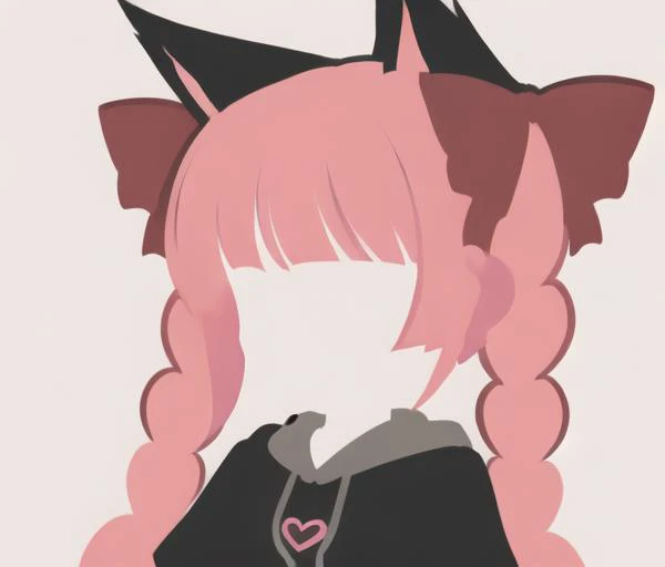 (masterpiece), (best quality), (extremely detailed), 1girl, chibi, long hair, afterglow, long hair, hoodie, cat ears, cartoon, white background, sticker, braids, :p, anime minimalist,