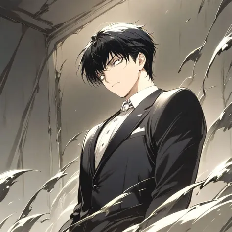 anime image of a man in a suit standing in a room