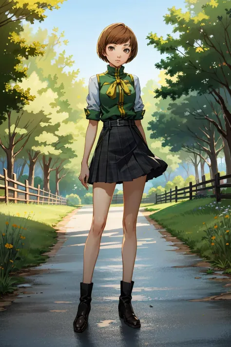 ((masterpiece, best quality))
<lora:Persona3Chie:0.8>
Persona3Chie, 1girl, solo, short hair, brown hair, brown eyes, standing in front of a picturesque landscape, full body, with arms folded