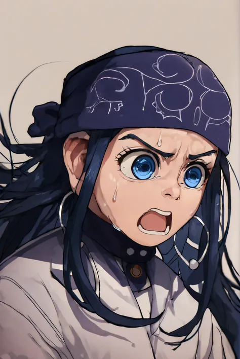 score_9,score_8_up,score_7_up,
asirpa, 1girl, solo, long hair, open mouth, shocked, worried, blue eyes, black hair, blue hair, j...