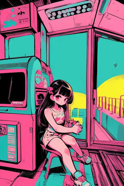 (masterpiece, best quality), 1girl,  <lora:1675289294153141601:1> lofi artstyle, retro aesthetic, pop art