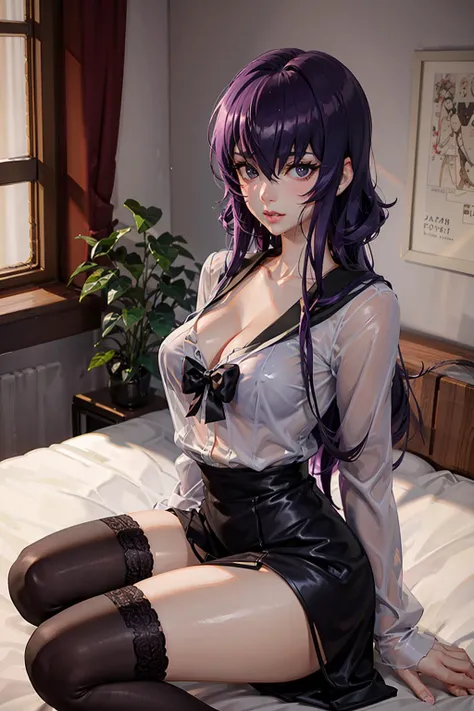 <lora:stylized3DModelLora_v20:0.7>,scg,anime, 
best quality,masterpiece, (realistic,photo realistic:0.5),absurdres,
<lora:busujimaSaekoHOTD_v10:1.0>,busujima_saeko, school uniform,purple hair, solo, breasts, blush,  bangs, black skirt, large breasts, thigh...