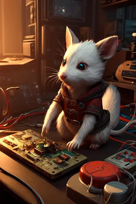 stuart little,electronics, motors, wires, buttons, lcd, artstation trending, unreal engine 5 <lora:add_detail:0.5> <lora:more_details:0.25> <lora:FantasyWorldV1:0.25>