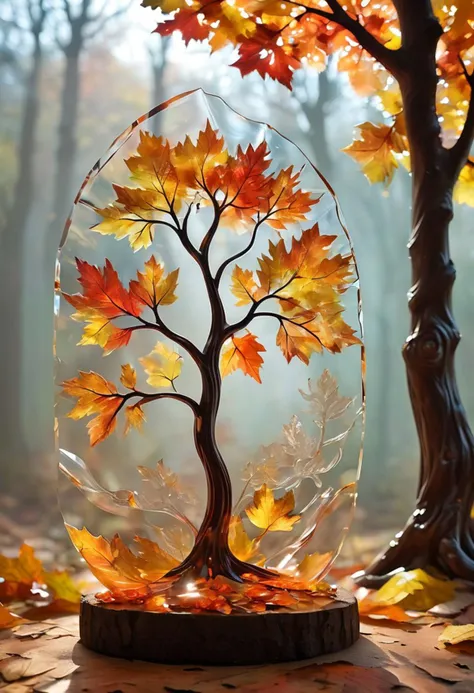 a close up of a glass ball with a tree inside of it