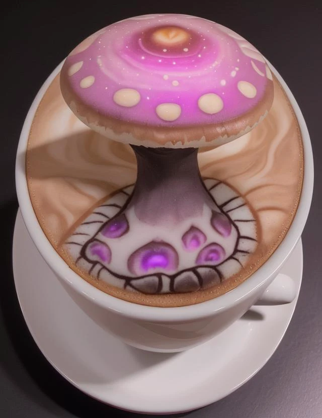 there is a mushroom on top of a cup of coffee