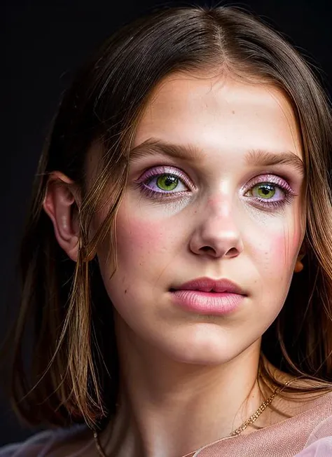 portrait of skswoman, hurt , wearing organza , with Straight hair , background fire epic (photo, studio lighting, hard light, sony a7, 50 mm, matte skin, pores, colors, hyperdetailed, hyperrealistic), <lyco:Millie Bobby Brown:1.1>