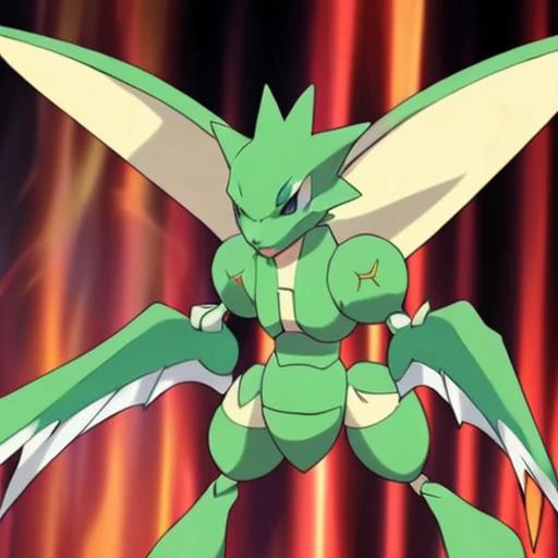 a close up of a pokemon character with a large green and white tail