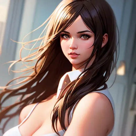 beautifull face, 1girl, wide hips, thights, mature,  ilya kuvshinov, greg rutkowski, cushart krenz, artgerm, face enhance, volumetric lighting, long hair, intricate, elegant, highly detailed