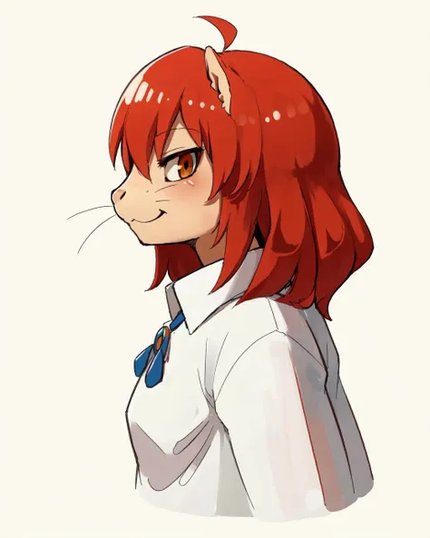 anime character with red hair and a white shirt and tie