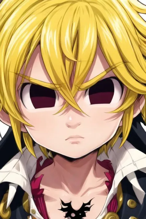 masterpiece, best quality, ultra-detailed, illustration, 1boy, solo, male focus, looking at viewer, , , <lora:meliodas_nanatsu_no_taizai:0.74>, meliodas_nanatsu_no_taizai_demon, blonde hair, black eyes, empty eyes,