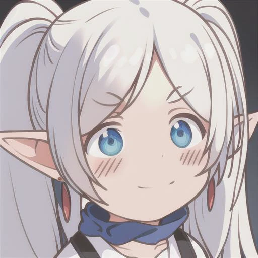 anime girl with white hair and blue eyes wearing a scarf