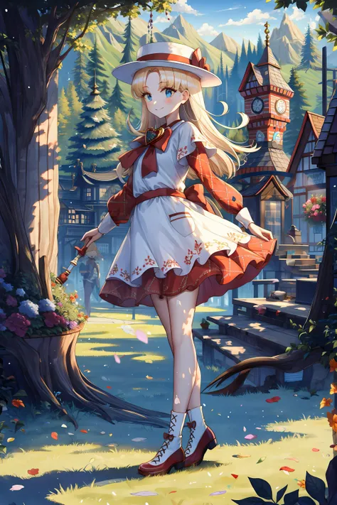 (Masterpiece, Best Quality:1.3), absurdres, official style, fantasy art, best illustration, (dynamic pose, dynamic angle:1.1), <lora:NADJA-13:0.7>, nadja, (ultra-detailed portrait), (8k resolution), 1girl, solo, on a grassy hill, looking at viewer, blonde ...