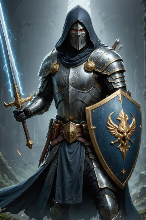 a close up of a person in armor holding a sword