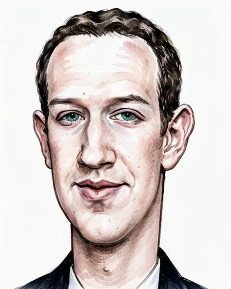 s <lora:Caricatrix:.4> giant forehead watercolour ink drawing caricature  caricatrix portrait of zckrman man robot  <lora:Zuckerberg_55_2:.89>