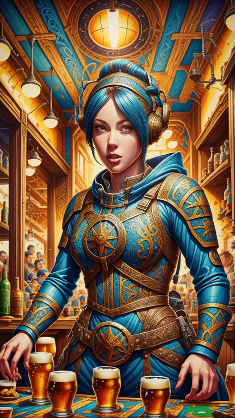 RAW photo, photorealistic, <lora:GaelicPatternStyle:1> GaelicPatternStyle a bard in a pub, d & d, portrait, sharp focus, fantasy, digital art, concept art, dynamic lighting, epic composition, by emylie boivin 1. 0, rossdraws 2. 5, (Masterpiece:1.3) (best q...