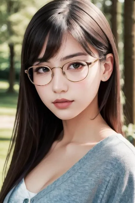 (best quality, masterpiece), 1girl, dappled sunlight, indoors, glasses, shy, 1 girl, young girl, (goosebumps:0.7), beautiful face, (eyeliner, lipstick:0.9), 4k, 8k, uhd, hdr, detailed background, background