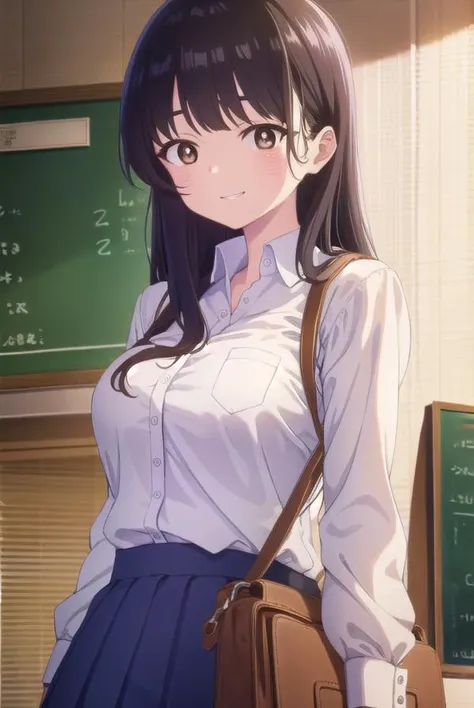 annayamada, <lora:anna yamada s1-lora-nochekaiser:1>,
anna yamada, long hair, bangs, black hair, (brown eyes:1.5), smile, grin,
BREAK skirt, shirt, school uniform, white shirt, pleated skirt, collared shirt, sweatdrop, blue skirt, pocket, shirt tucked in, ...